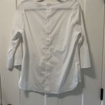 Foxcroft  NYC White Blouse Split Ruffle Non Iron Stretch‎ Cotton Blend Size 10 Photo 4