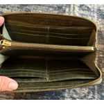 Camo Leather Wallet Zip Around Coin Compartment 4”x8” Brown Black Green EUC Photo 2