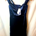 Dear Moon NWT Elegant Navy Blue Soft Shiny Short Dress Photo 0