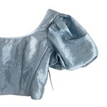 Topshop NWT  Blue Puff Sleeve Taffeta Crop Top Photo 2