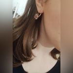 Rose Gold Color Brilliant Flower Marquise Round Multicolor Earrings Photo 7
