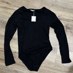 MANGOPOP Black Long Sleeve Bodysuit - deep v neck Photo 0