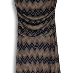 Enfocus Studio En Focus Dress Womens 8 Black Tan Chevron Sleeveless Midi Blouson Scoop Neck Photo 0