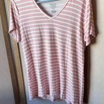 Nine West Blush and White Striped Short Sleeve Top large Photo 0