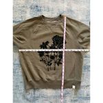 American Eagle  Olive Green Velvet Floral Crewneck Sweatshirt Women's XS Photo 4