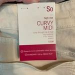 SO ‎ Womens 25 Shorts Cream High Rise Curvy Midi Distressed Denim Ecru Cotton Photo 2