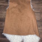 Suede Fur Lined Vest Brown Photo 2