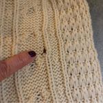 Country Loom Cable Knit 100% Wool Ivory Cream Scarf Small Hole White Photo 3