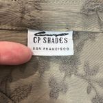 CP Shades Tunic Top Womens Medium Green Floral Button Up Rayon Jacquard V-Neck M Photo 7