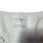 Talbots White Short Sleeve V Neck Crochet Collar Shirt Top Blouse Cotton tee Photo 2