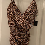 Aqua Green  Women's Twist-Front Swimsuit Leopard Print Size S 4/6 Photo 0