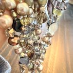 Loft  Multi Strand Beaded Necklace Gray Silver Pearl Crystal Statement Dressy Photo 2