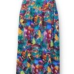 Vintage Handmade Skirt Colorful Blue Green Ethnic Village Elastic Waist Maxi Size M Photo 0