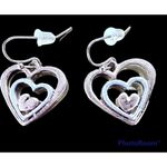 Handmade Heart Earrings Valentine' s Open Cut Triple Designs Dangle Hoo… Photo 2