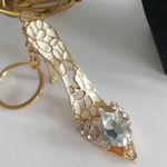 Glam Crystal High Heel Shoe keychain Purse Charm Gold Photo 1