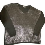 Tempo Paris  Shimmering Silver Long Sleeve Sweater Size M / L Photo 3