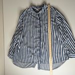Jane and Delancey Striped Button Down Shirt 1X Blue Long Sleeve Coastal Preppy Photo 6