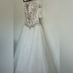 David's Bridal  Beaded Illusion Bodice Wedding Ball Gown Photo 4