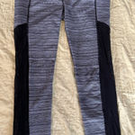 Athleta  Black White Striped Sheer Panel Capris Pants Yoga Running Fitness VGUC M Photo 0