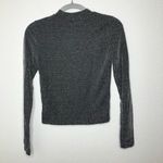 Black w/ Metallic Silver Mesh Like Long Sleeve Top Gray Size XS Photo 4