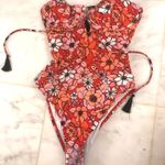 ASOS Red Floral One Piece  Photo 0