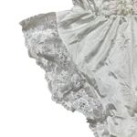 Vintage Tosca Lingerie Teddy Silky White Nylon Pink Rib Ruffle Lace Size Small Photo 2