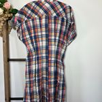 Finley‎ Newburyport Plaid Blue White Peach Shirt Dress Size Small Photo 4