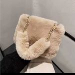 Elegant Cream Faux Fur Women's Bag Photo 1