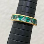 SUZANNE SOMERS 925 Gold Emerald Green Trilliant CZ Cubic Zirconia Ring Size 8 Photo 11