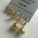 BaubleBar SUGARFIX by  Party 101 New Year's Disco 3 Pair Earring Set - Gold - NWT Photo 4
