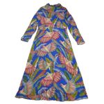 Farm Rio NWT  Macaw Flight Maxi in Blue Plunging V-neck Long Sleeve Dress L $220 Photo 7