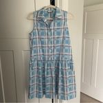 Tuckernuck  Dress Blue Westport Trellis Sleeveless Hayes Shirt Pockets Plaid Photo 4