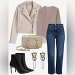 Baccini NWT  Women's Cream Vegan Faux Leather Jacket Size XL Photo 5