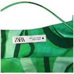 ZARA  Safia Dress Micro Mini 70s Inspired Criss Cross Straps Abstract Green Small Photo 9