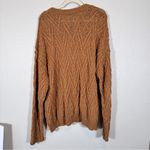 Free People  Brown Cable Knit Chunky Oversized Sweater Womens L Fall Cozy Classic Photo 1