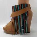 Charm City Sole Womens Fringe Platform Heel Ankle Booties Peep Toe Size 8 Brown Photo 1