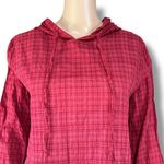 Boutique  Womens Hooded Tunic Top Long Sleeve Plaid Lightweight Red Medium Photo 1