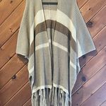 Merona  chunky knit shawl poncho sweater with fringe Photo 0