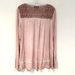 Knox Rose  Long Sleeve Lace Back Boho‎ Blouse Women's Medium Antique Rose V Neck Photo 7