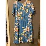 Tralilbee Blue Floral Short Sleeve Pleated Dress Size 1XL NWT Boutique Photo 3