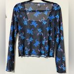 Disney  Stitch junior long sleeve XL mesh top square neck black blue Photo 9