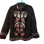 Avanti Size 1X Genuine Leather Embroidered Black Vintage Suede Floral Jacket Photo 0