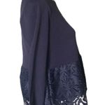 Ann Taylor {NWOT ~} ~ navy blue ~ lace bottom - fully lined blouse Photo 3