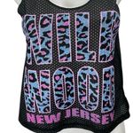 Wild Wood New Jersey Black Leopard Animal Print Graphic Eyelet Tank Top Size S Photo 2