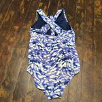 Lands' End  modest zip front high neck S floral swimsuit Photo 1