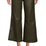 Antonio Melani Morgan Culotte High Rise Wide Leg Cropped Green Leather Pants NEW Photo 0