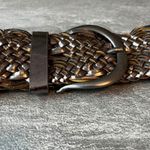 Gap Woven Braided Faux Leather Belt Women's Medium M Brown Antique Metal Buckle Photo 6