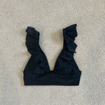 Aerie NWT  Ruffle Longline Bikini Top Women's True Black Swim Beach Surfing Sz XS Photo 2