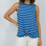 Abound  Blue White Striped Sleeveless Twist Front Tank Top XL Photo 0