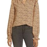 Rachel Parcell Rachel Parnell Tan Brown Leopard Print Ruffle Long Sleeve Blouse Top Extra Small Photo 0
